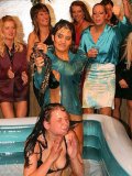 Wet oil wrestler Tatiana Milovani bares it all at the mind-blowing all-girl party