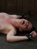 Tight red-haired slave girl Lilla Katt gets spreadeagled on the floor and tickled.