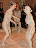 Lena Cova and Nessa Devil take part and mud wrestling and show their breastage